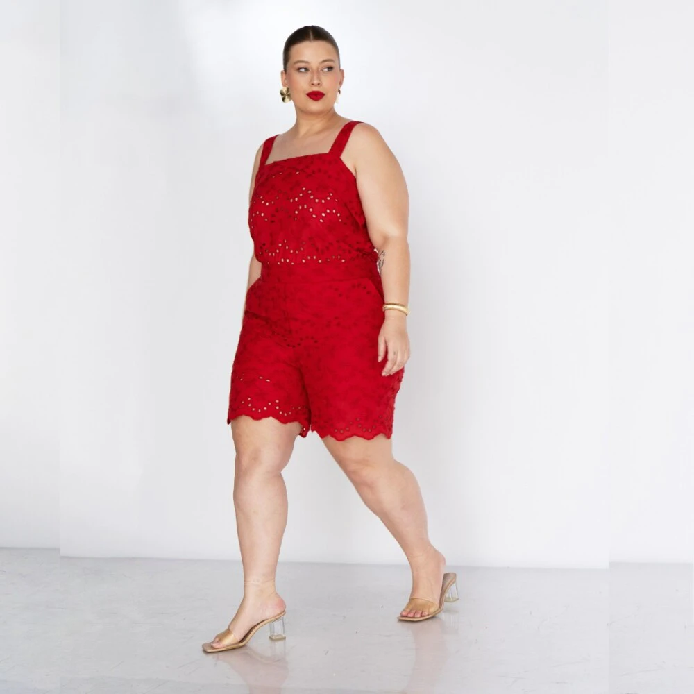 Alternative view of Conjunto Feminino Plus Size Regata + Shorts Ref 14582 Vermelho
