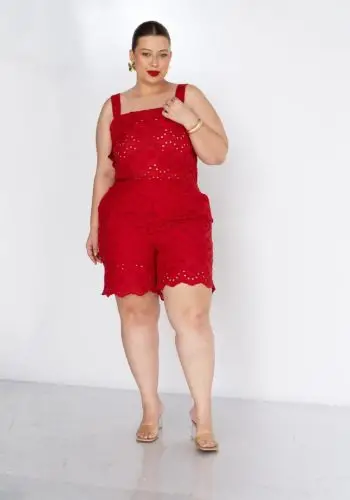 Conjunto Feminino Plus Size Regata + Shorts Ref 14582 Vermelho
