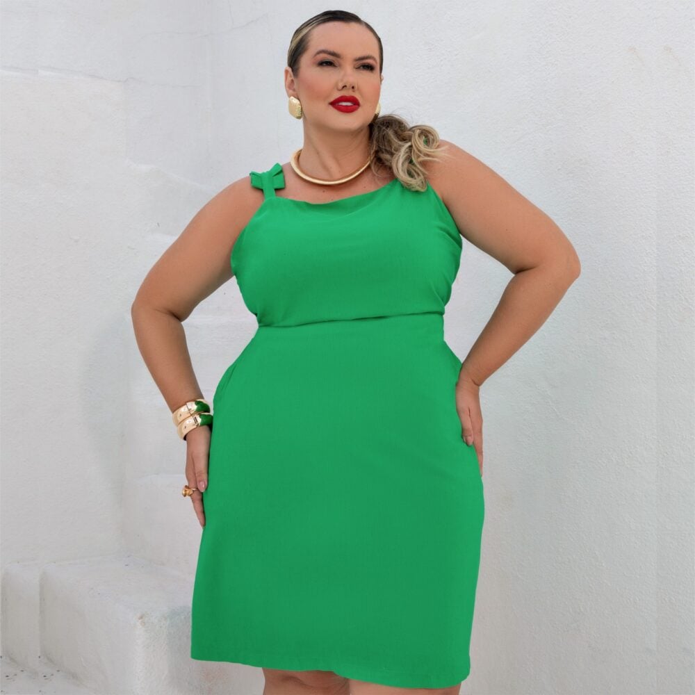 Vestido Plus Size Sem Manga Ref 900740 Verde - 50