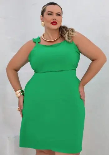 Vestido Plus Size Sem Manga Ref 900740 Verde