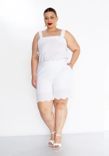 Conjunto Feminino Plus Size Regata + Shorts Ref 14582 Branco