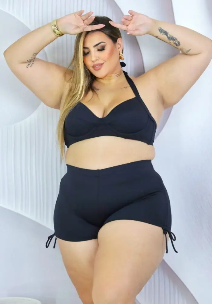 Shorts Tanga Feminino Plus Size Ref 1939 Preto - 58