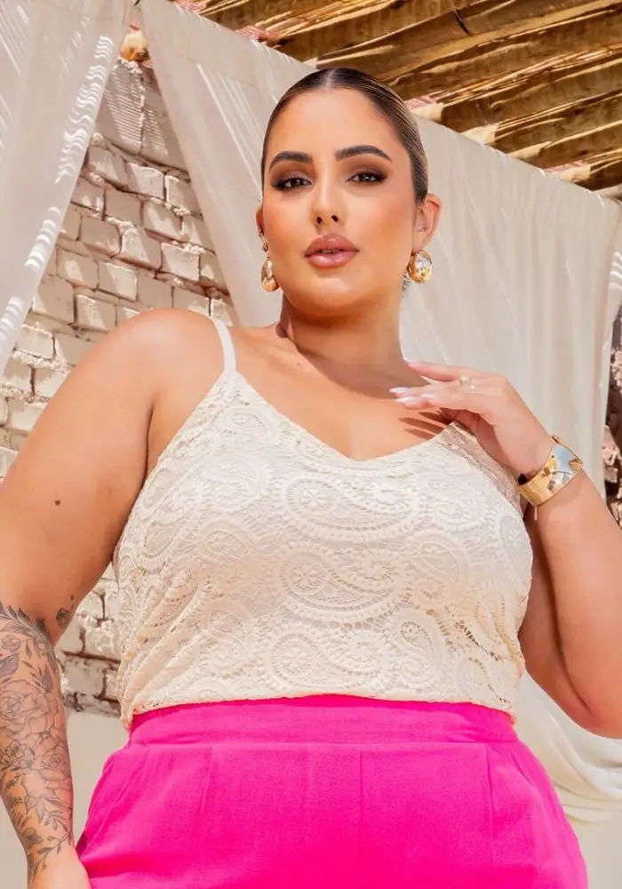 Regata Feminina Plus Size Ref 700814 Bege - 46