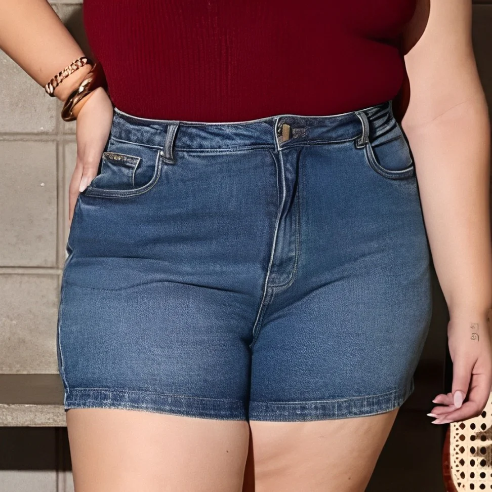 Shorts Feminino Plus Size Ref 26597A Jeans - 50