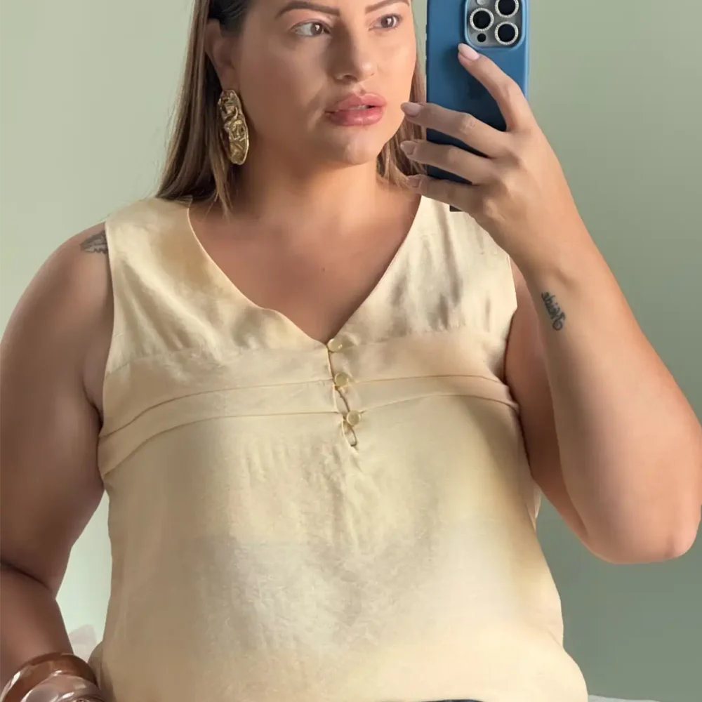 Regata Feminina Plus Size Ref 12384 Amarela - 54
