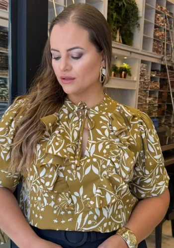 Blusa Feminina  Plus Size Manga Curta Ref 12635 Verde