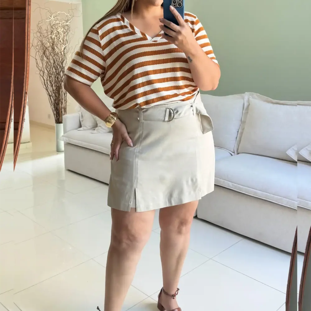 Shorts Saia Feminino Plus Size Ref 51140093 Cru - 46