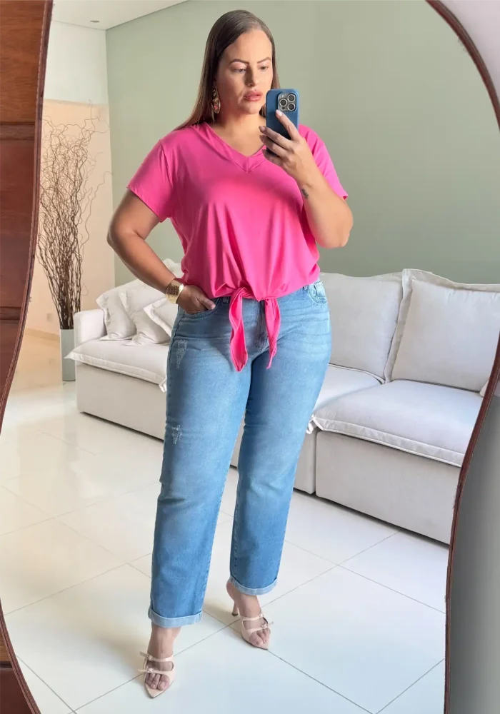 Calça Mom Feminina Plus Size Ref 9002 Jeans