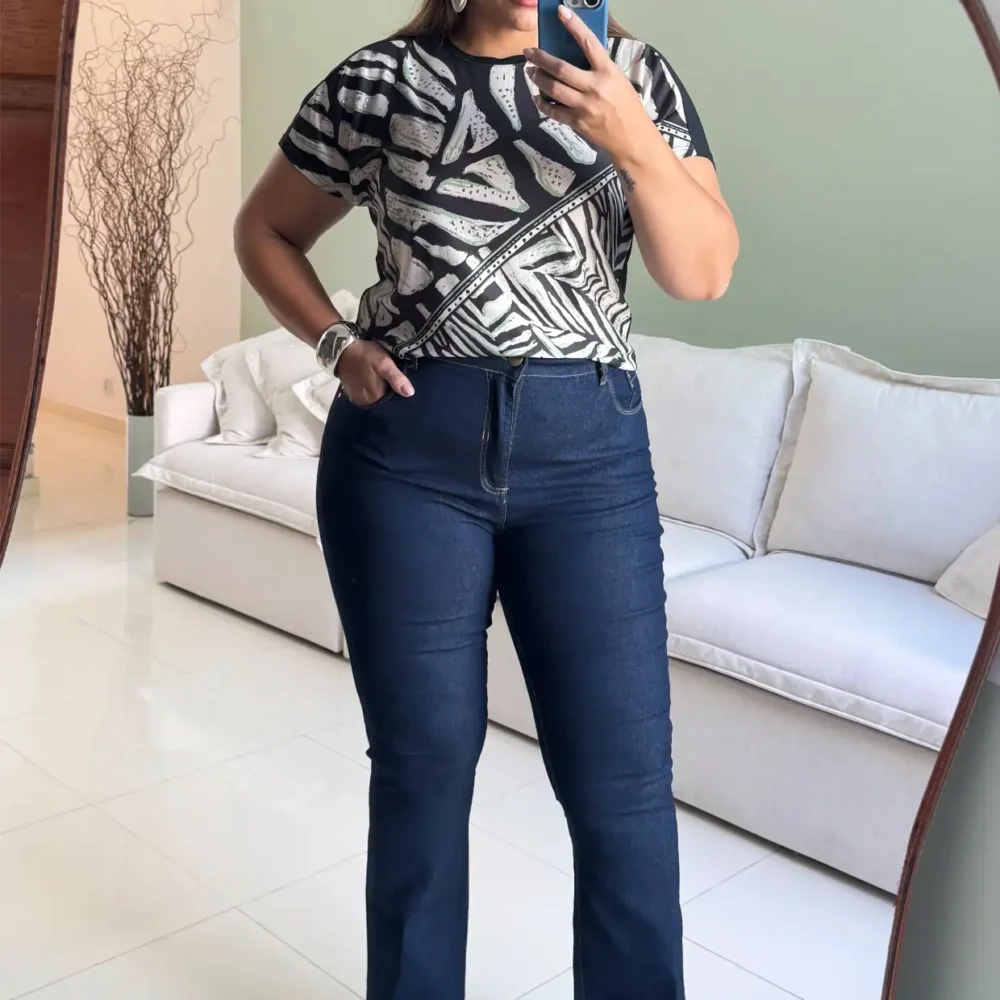 Calça Boot Cut Feminina Plus Size Ref 9090 Jeans