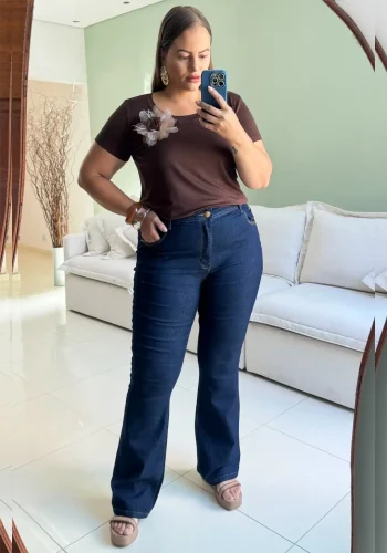 Calça Flare Feminina Plus Size Ref 9116 Jeans