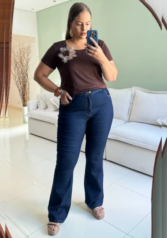 Calça Flare Feminina Plus Size Ref 9116 Jeans