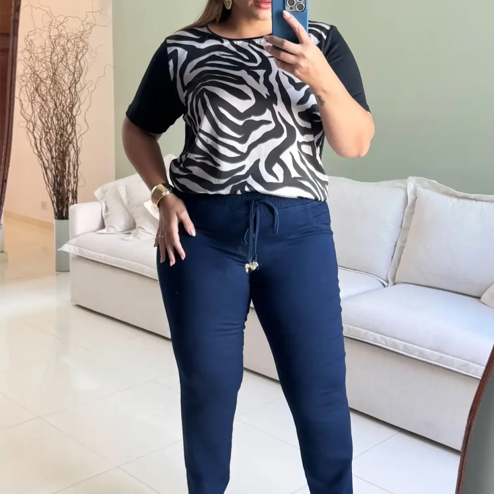 Calça Jogger Feminina Plus Size Ref 9117 Jeans - 52