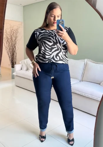 Calça Jogger Feminina Plus Size Ref 9117 Jeans - 46