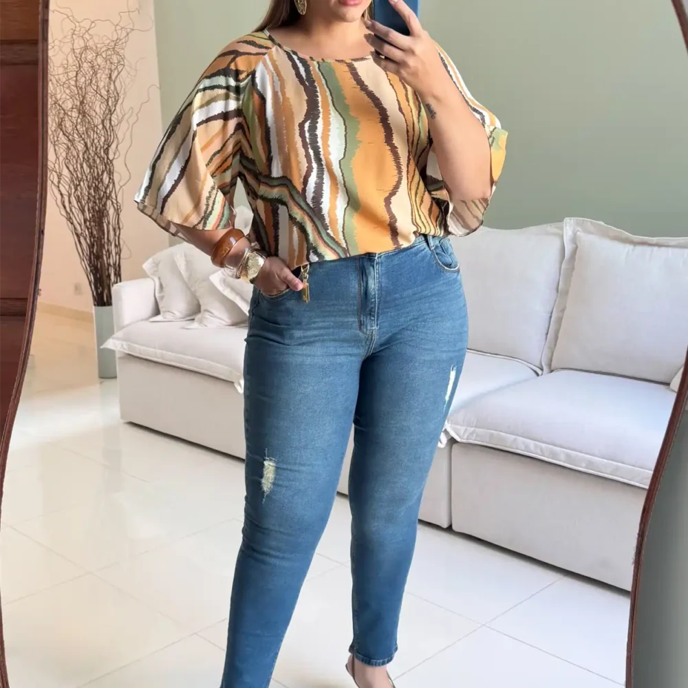Calça Cigarrete Feminina Plus Size Ref 9119 Jeans - 46