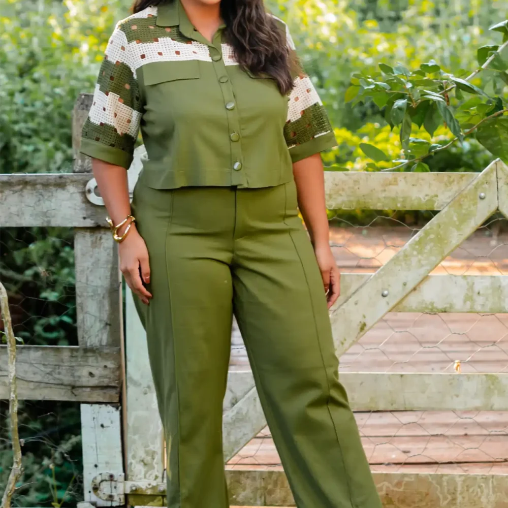Conjunto Feminino Plus Size Blusa + Calça 12600 Verde