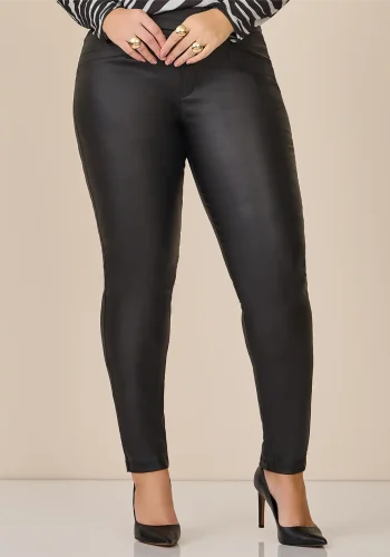 Calça Feminina Plus Size Skinny Resinada Ref 51140088 Preto