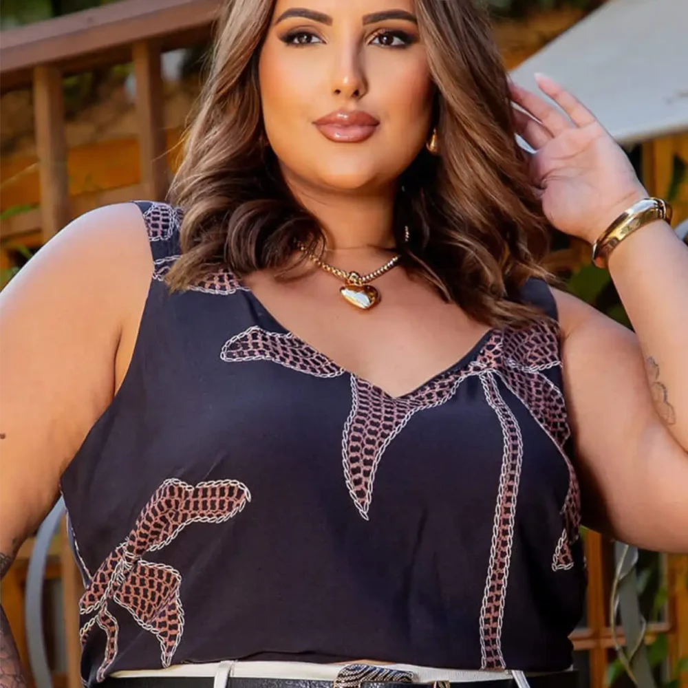 Regata Feminina Plus Size Ref 700816 Preto - 50