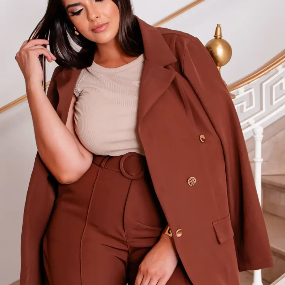 Alternative view of Blazer Feminino Plus Size Ref 11420 Marrom