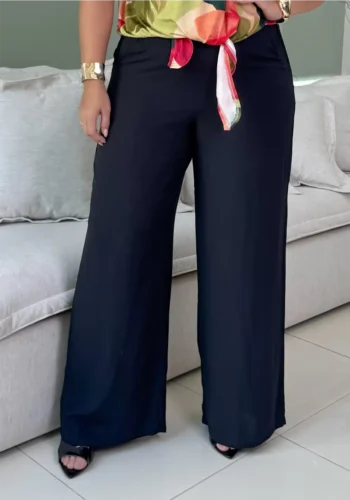 Calça Pantalona Feminina Plus Size Ref 23200 Marrie Preto - 48