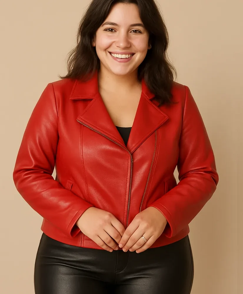 Jaqueta Feminina Plus Size Couro Ref 51140084 Vermelho - 50