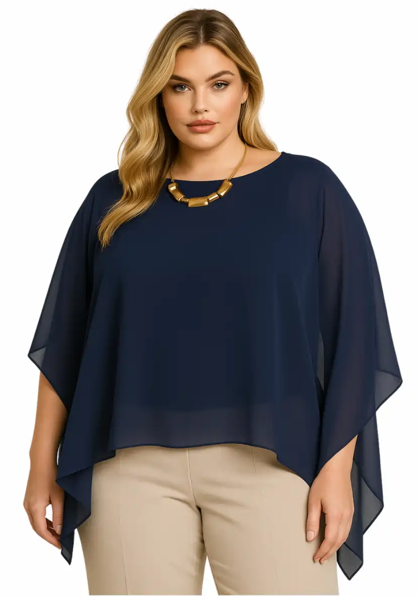 Blusa Feminina Plus Size Manga Curta Ref 207372 Marinho