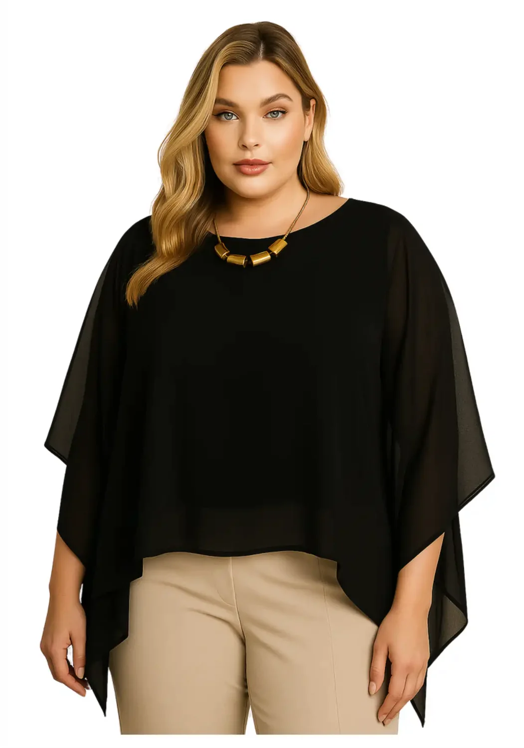 Blusa Feminina Plus Size Manga Curta Ref 207372 Preto