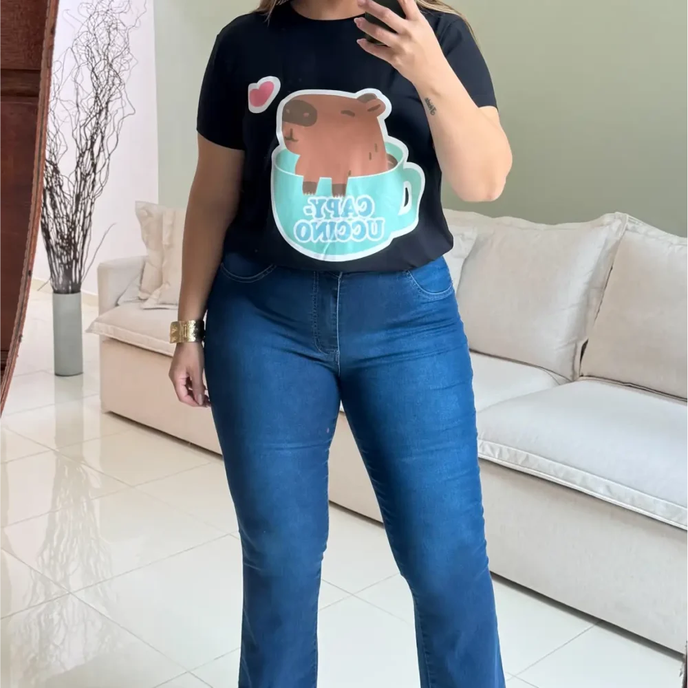 Calça Feminina Flare Plus Size Ref 4111-1 Jeans