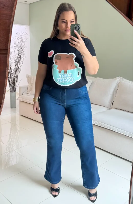 Calça Feminina Flare Plus Size Ref 4111-1 Jeans