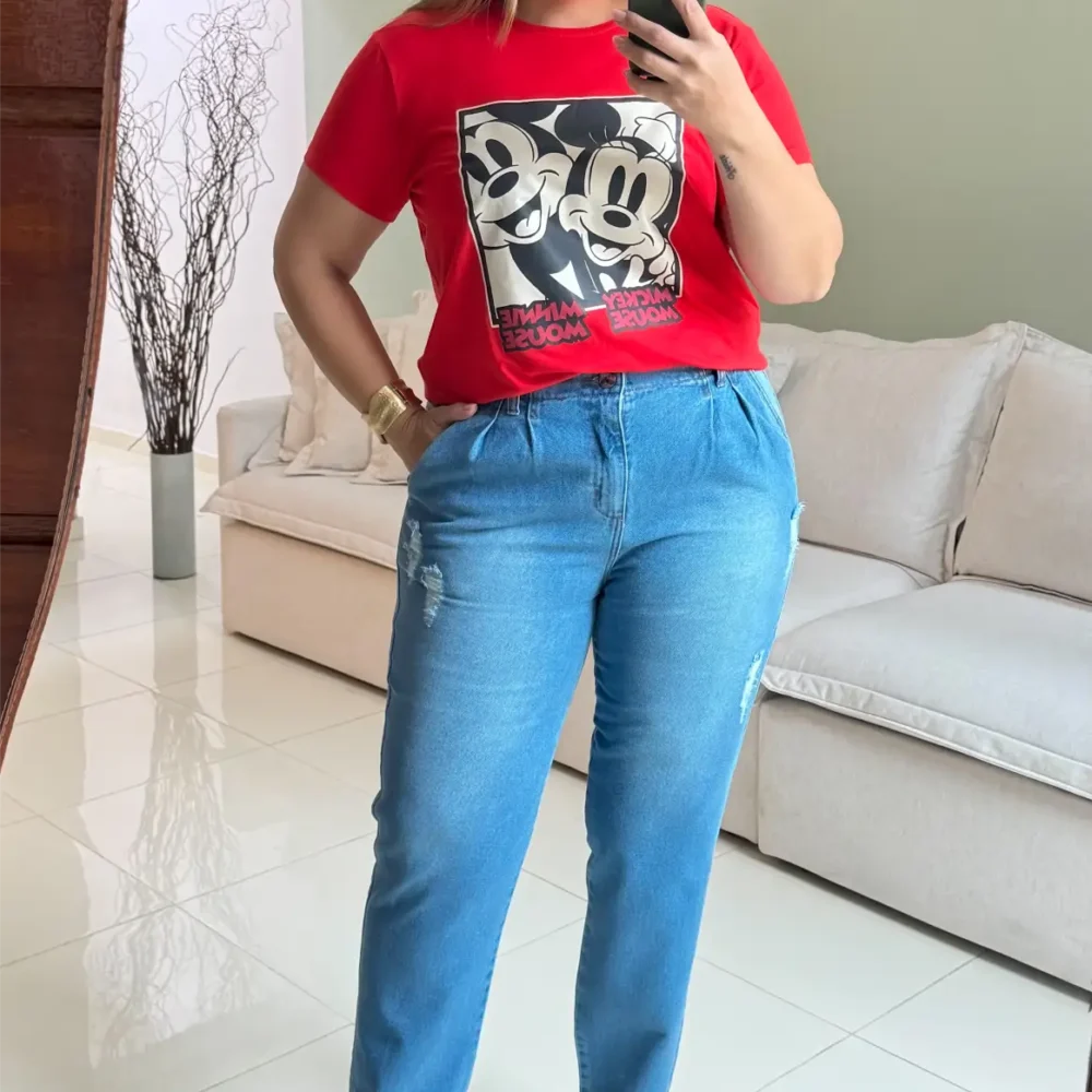 Calça Feminina Mom Plus Size Ref 0173 Jeans