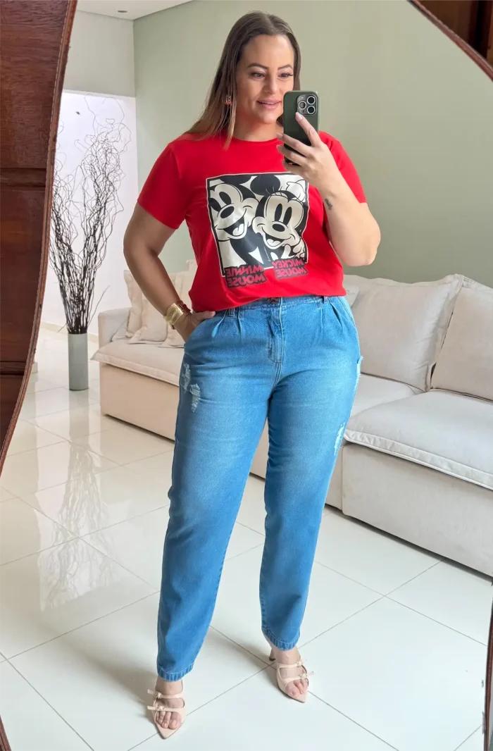 Calça Feminina Mom Plus Size Ref 0173 Jeans - 48