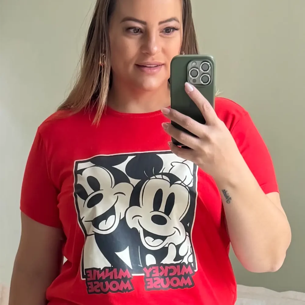 T-shirt Manga Curta Plus Size Ref. Disney-016 Vermelho - 48