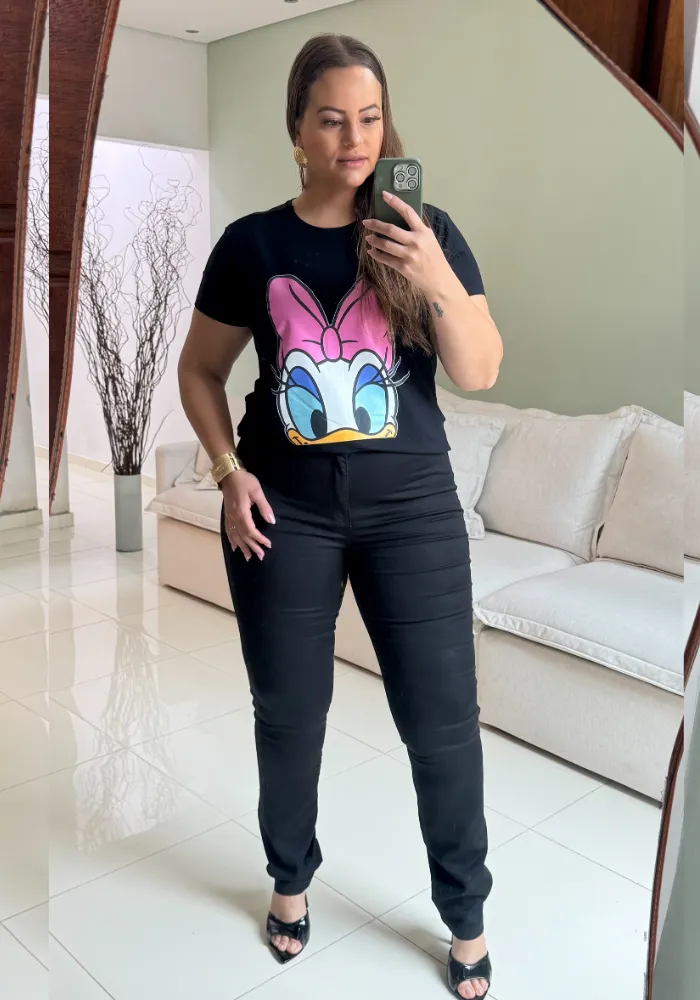 Calça Feminina Skinny Plus Size Ref 0156 Preta - 60