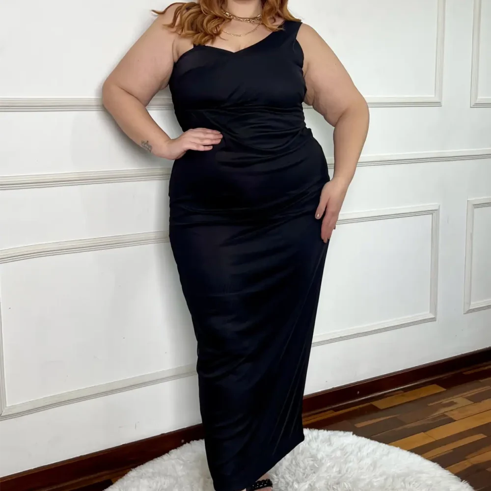 Vestido Longo Sem Manga Plus Size Ref 207272 Preto - 52