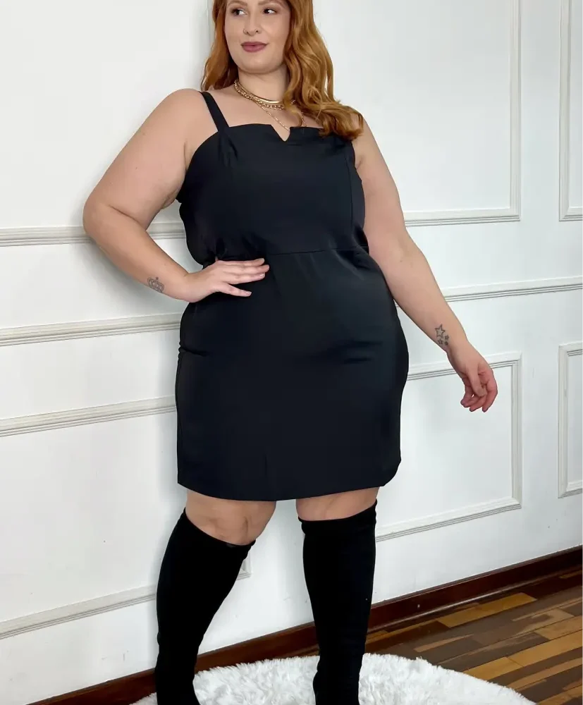 Vestido Sem Manga Plus Size Ref 207299 Preto - 50