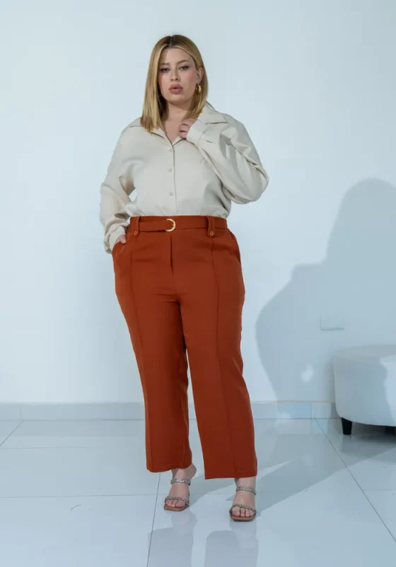 Calça Feminina Cigarrete Plus Size Ref 69020 Terra