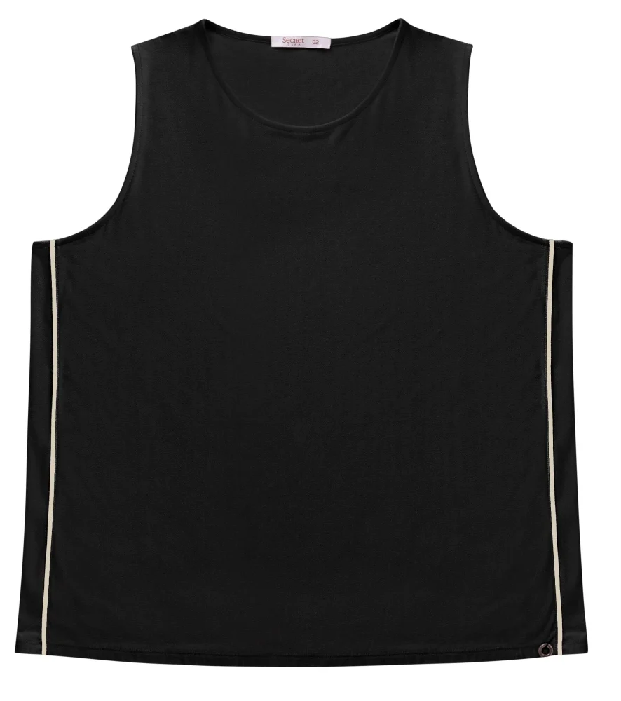 Regata Feminina Alça Larga Plus Size Ref S01785 Preto - 54