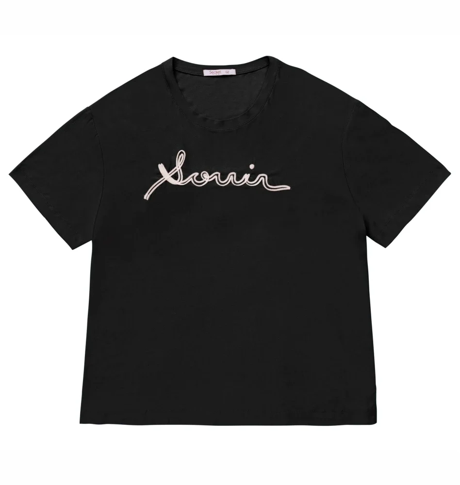 Blusa Feminina Manga Curta Plus Size Ref S01787 Preto - 52
