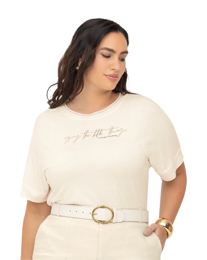 Blusa Feminina Manga Curta Plus Size Ref S01789 Off White - 50
