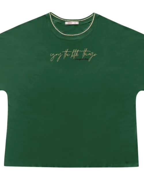 Blusa Feminina Manga Curta Plus Size Ref S01789 Verde - 46/48