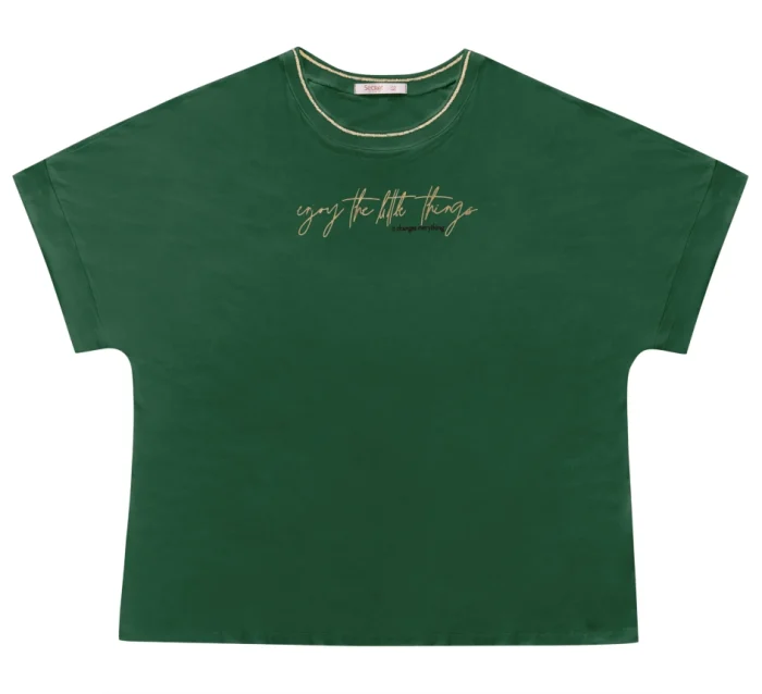 Blusa Feminina Manga Curta Plus Size Ref S01789 Verde - 50
