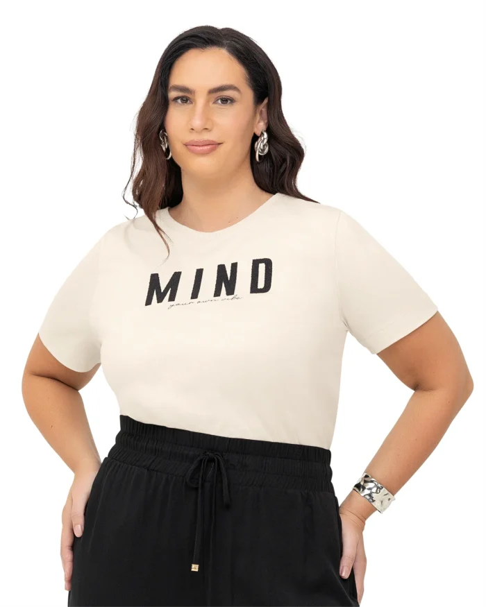 Blusa Feminina Manga Curta Plus Size Ref S01822 Gelo - 52