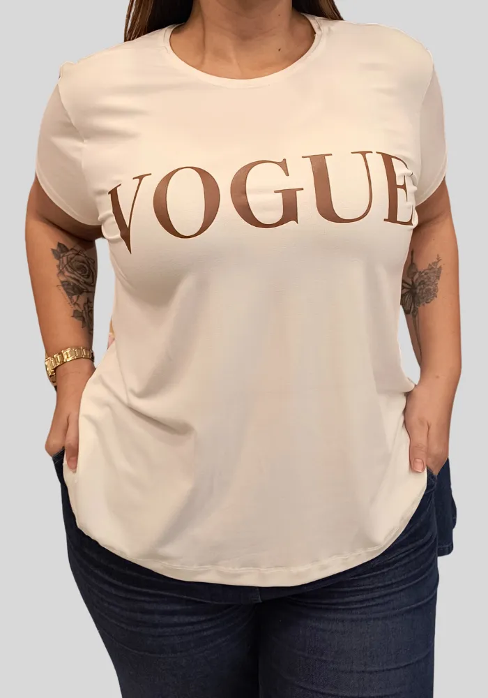 Blusa Feminina Plus Size Manga Curta Vogue Off White - 54
