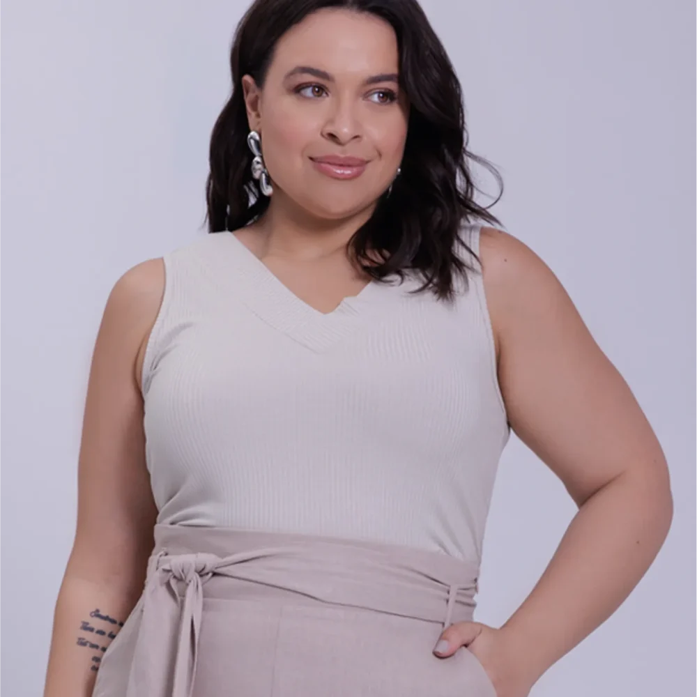 Regata Feminina Plus Size Ref 00410 Off White