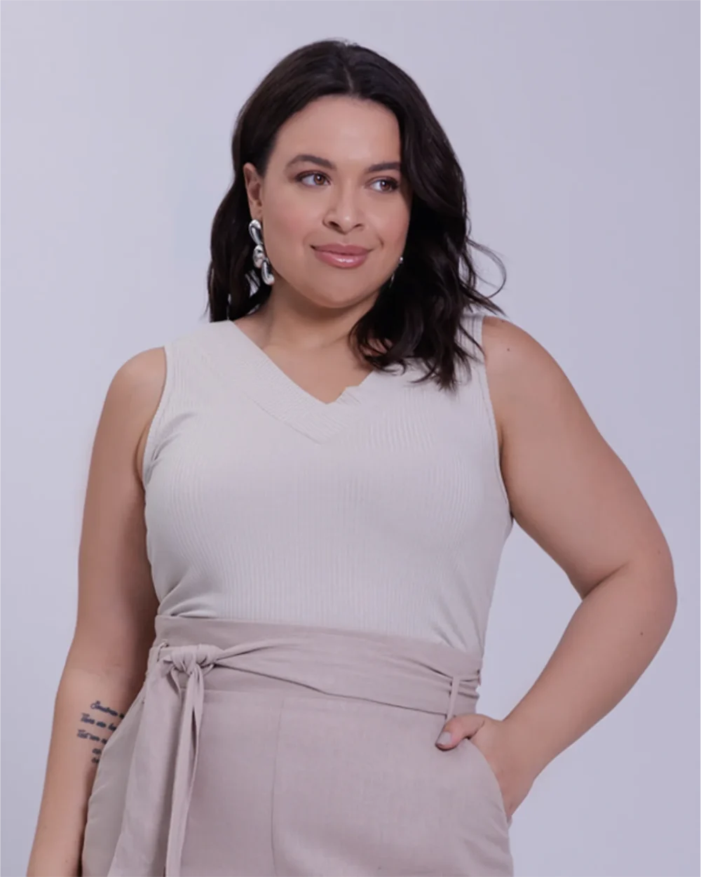 Regata Feminina Plus Size Ref 00410 Off White - 50