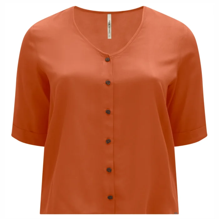 Camisa Feminina Plus Size Manga 3/4 Ref 69179 Laranja - 48