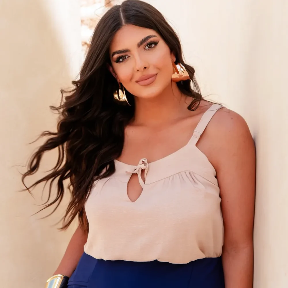 Regata Feminina Alcinha Plus Size Ref 700825 Bege - 54