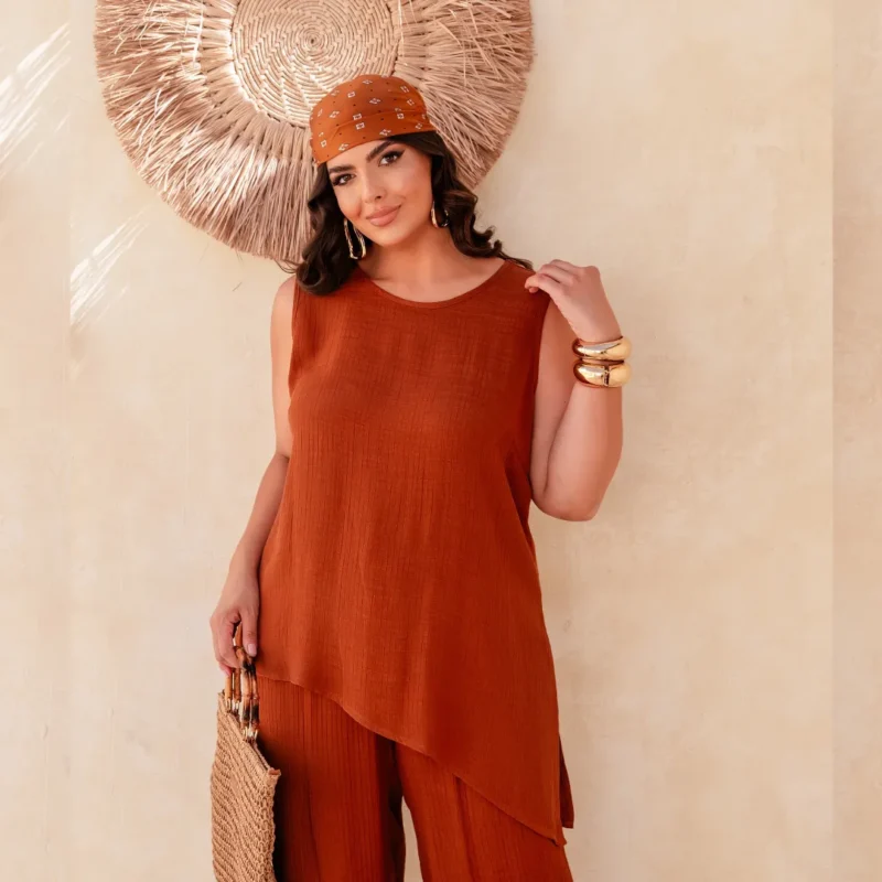 Regata Feminina Alça Larga Plus Size Ref 700861 Marrom