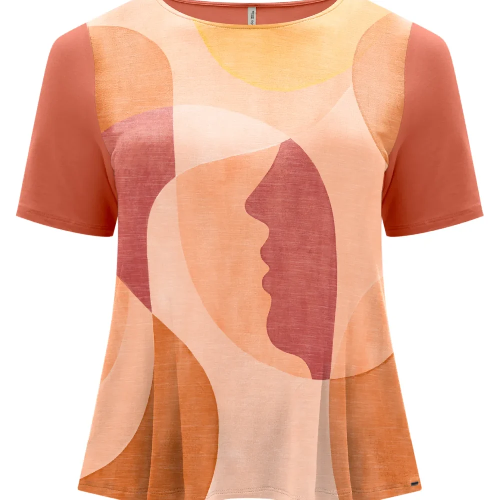 Blusa Feminina Plus Size Manga Curta Ref C0315 Laranja - 46