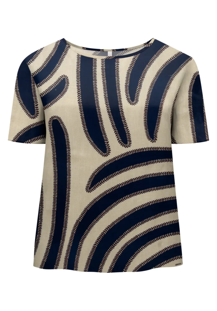 Blusa Feminina Plus Size Manga Curta ref C0316 Estampa Marinho - 52