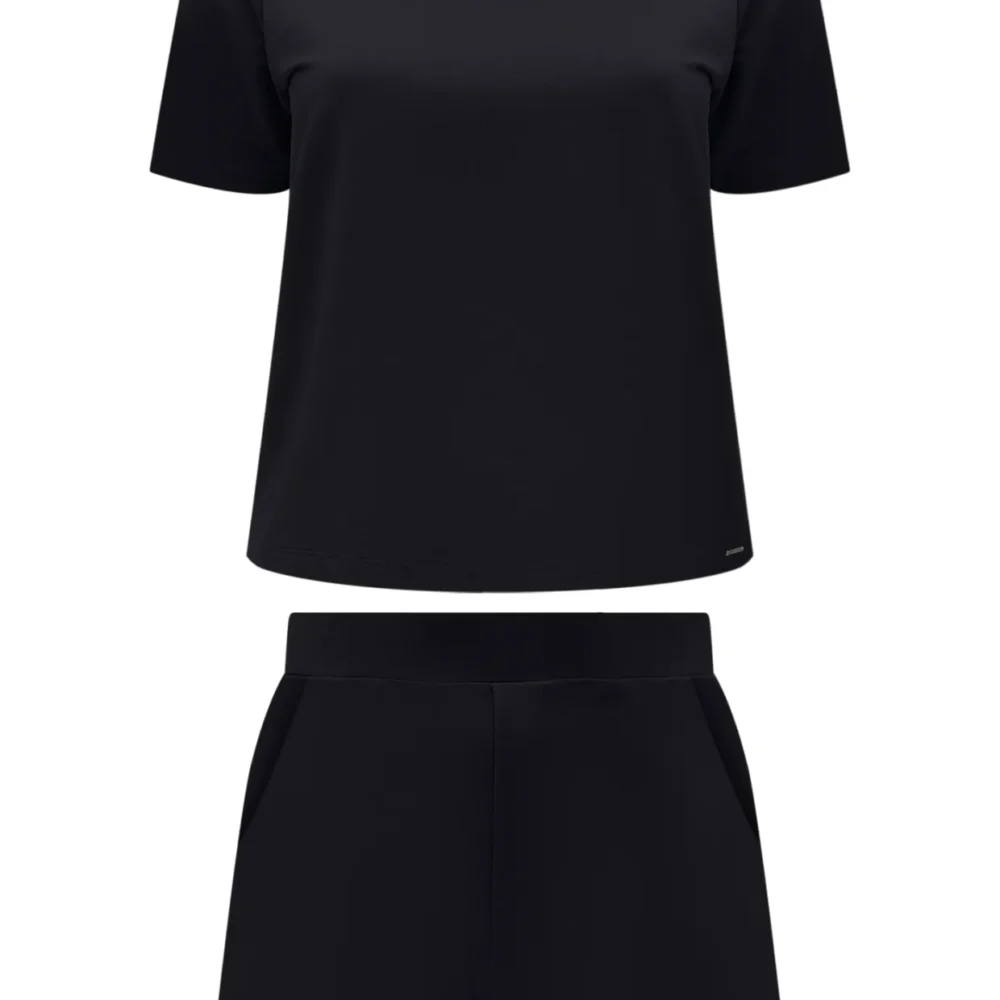 Conjunto Feminino Plus Size Blusa Manga Curta + Shorts Ref C0329 Preto - 52